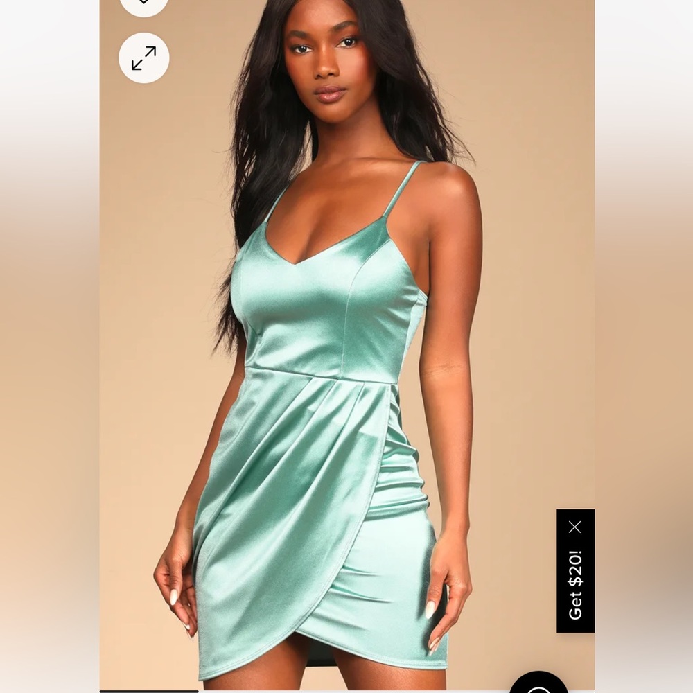Mint blue satin bodycon dress NWT